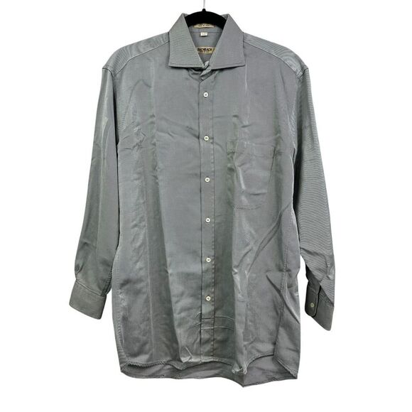 Bachrach Mens Shirt Button Up Stripe Long Sleeves‎ Gray Sz 32/33 15.5-39 - Picture 1 of 5